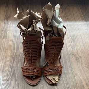 Merona Kerina Cognac Braided Heels